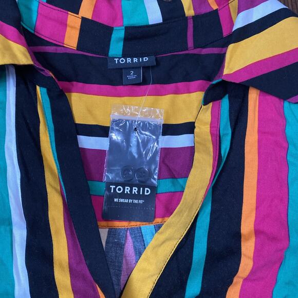 NWT! Torrid Button Front Multi Stripe Maxi Dress V-Neck Size 2/2X(18-20) *FLAW* - Picture 4 of 8